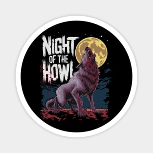 Night of the Howl Halloween Wolf Design Magnet